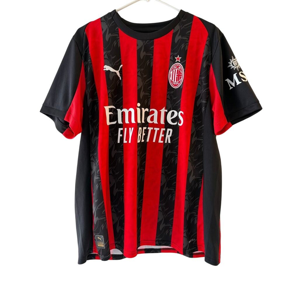 PUMA AC Milan Goldblum Home Soccer Jersey L Red/Black/White Emirates Fly Better
